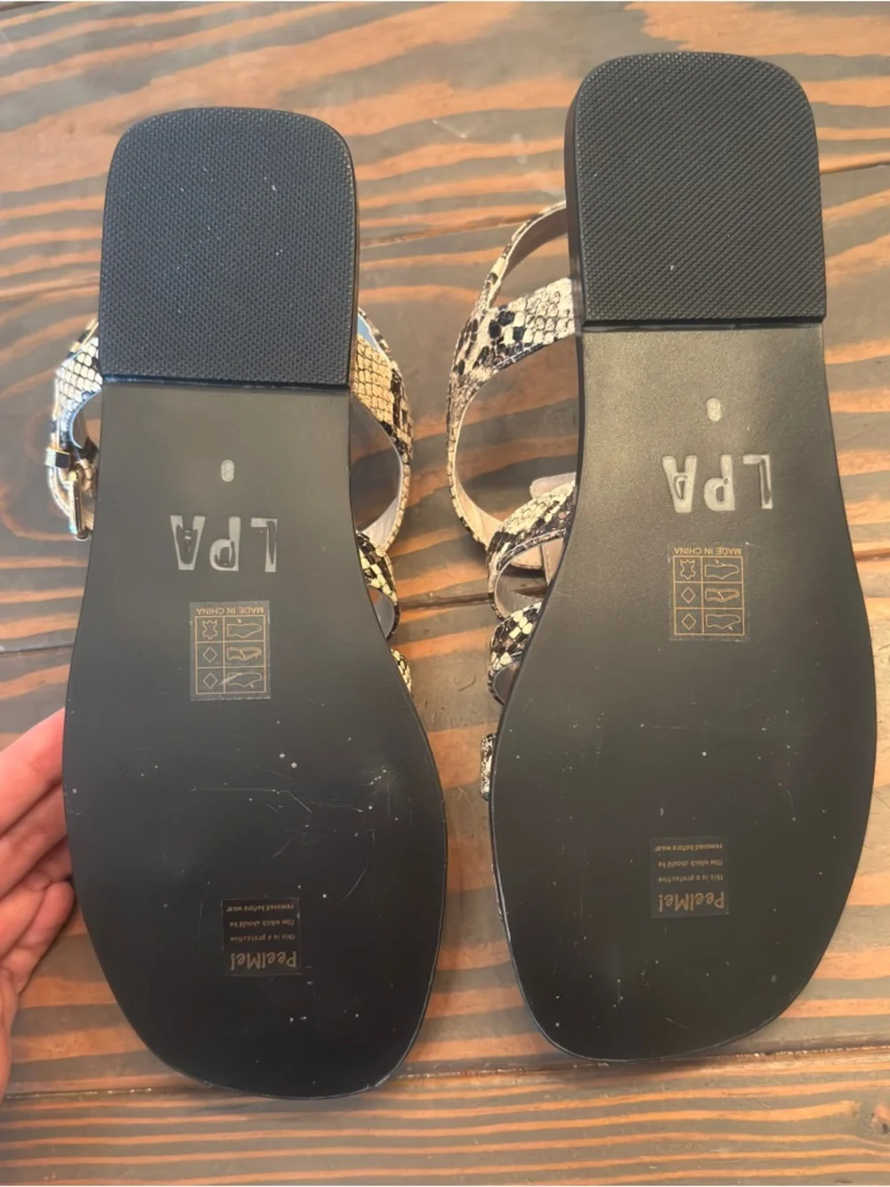 LPA Mura Fisherman Sandals Snake Print Neutral Strappy Size 8 Revolve NWOB
